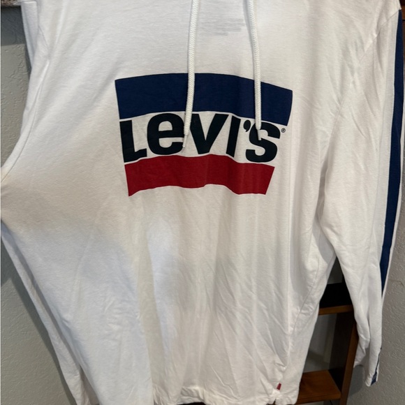 Levi's White Hoodie with Blue and Red Logo - Picture 1 of 3